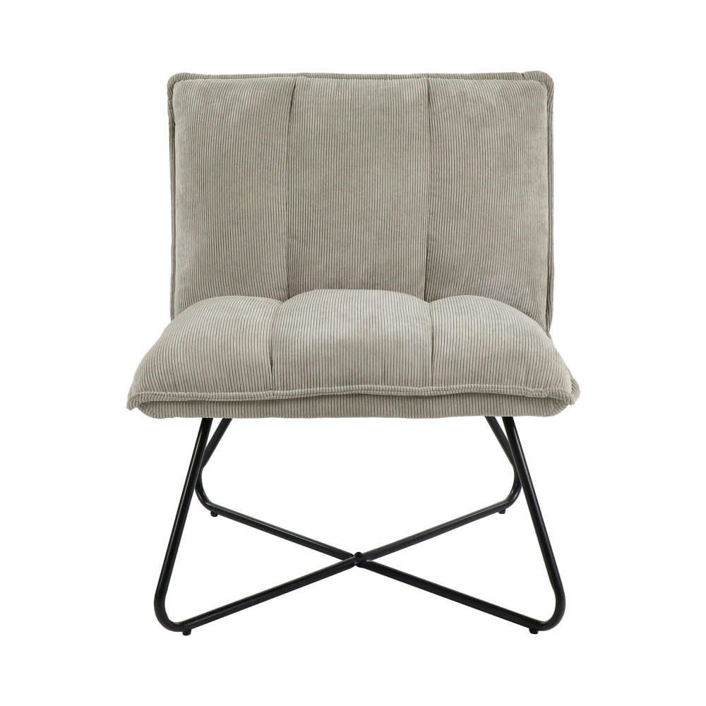 FORREST - Fauteuil en velours côtelé pieds métal gris clair