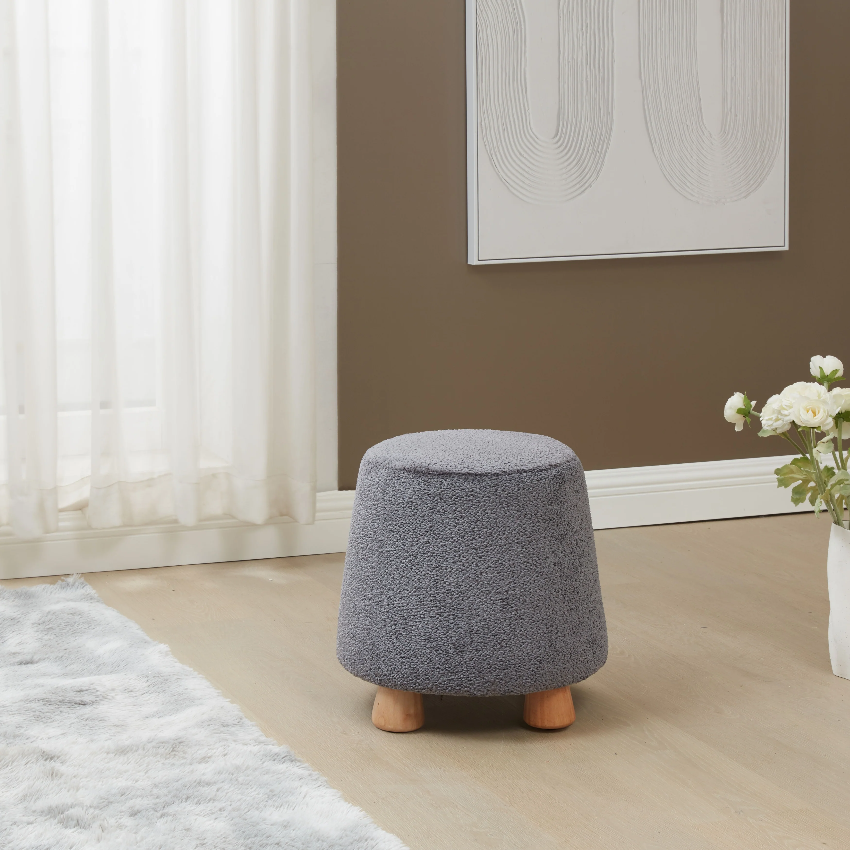 SAFAVIEH Couture Denison Round Chenille Ottoman