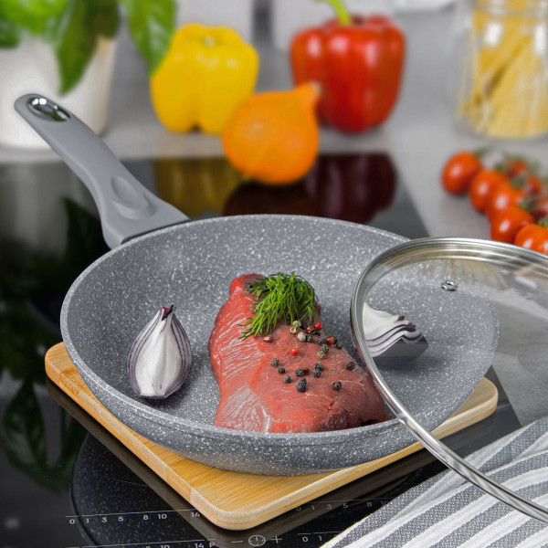 Patelnia z powłoką granitową 24cm nieprzywierająca KLAUSBERG Marmo Grey
