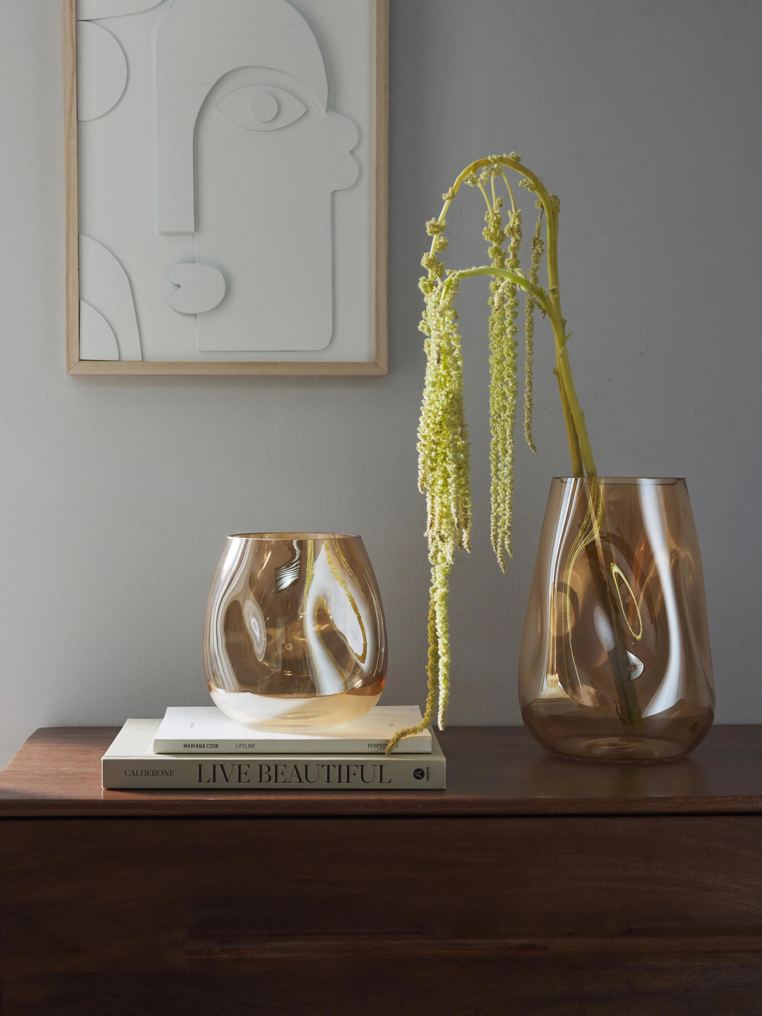 Mundgeblasene Glas-Vase Luster, H 26 cm