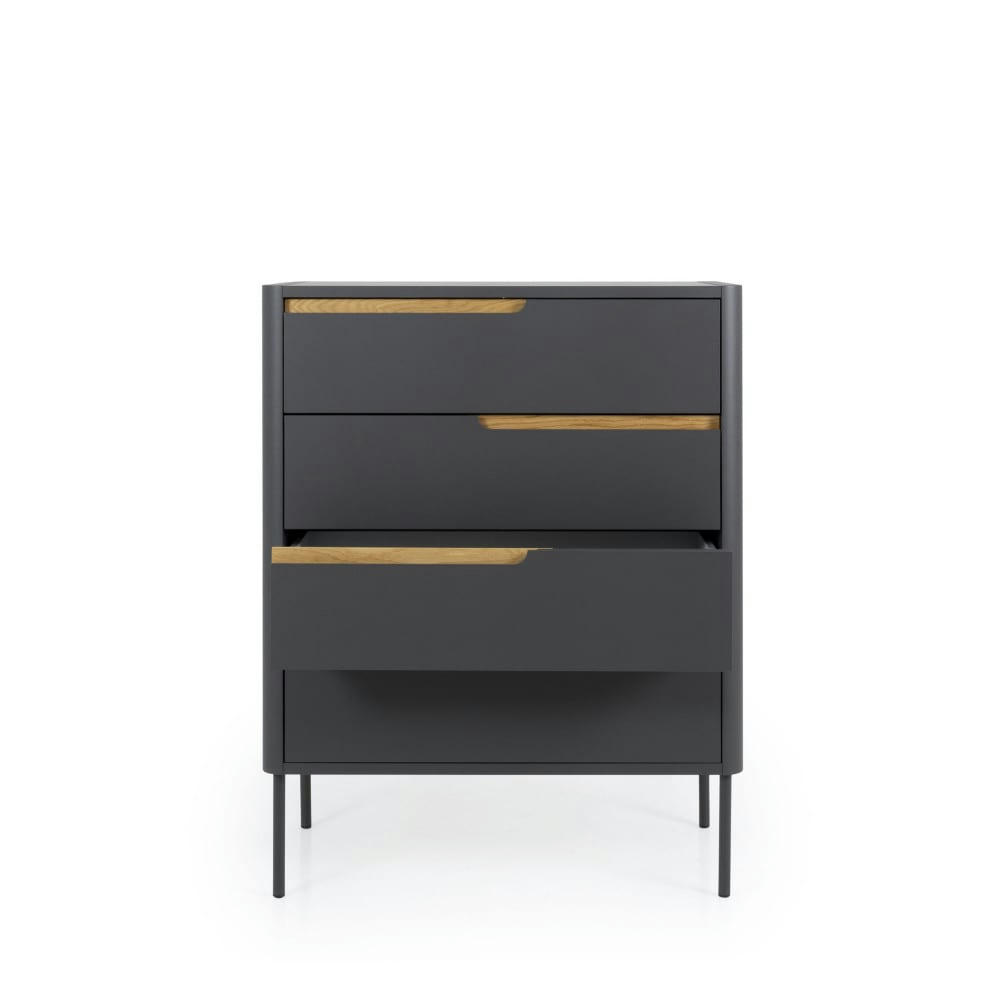SWITCH - Commode en bois 4 tiroirs L80cm gris anthracite
