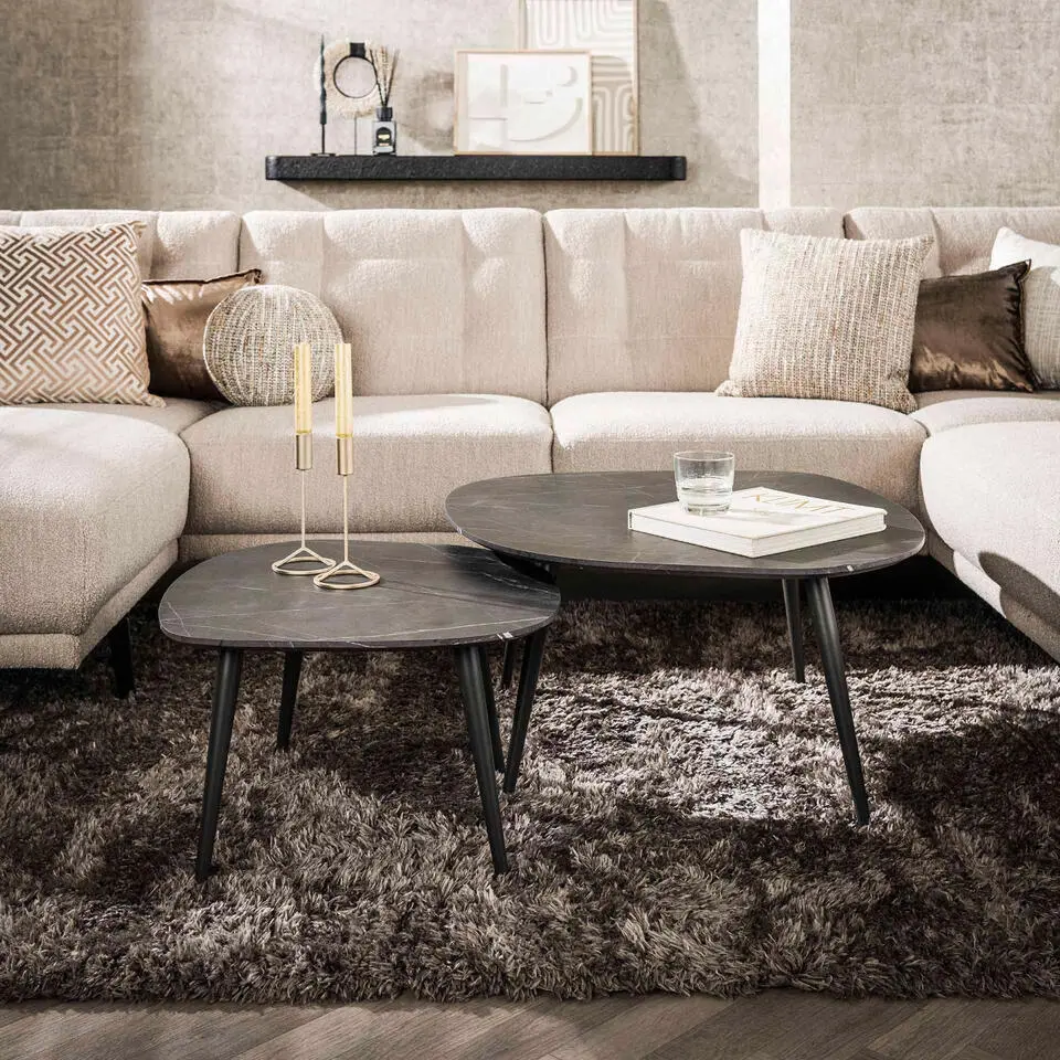 Fraaai - Connie salontafel set van 2 organisch - zwart/bruin