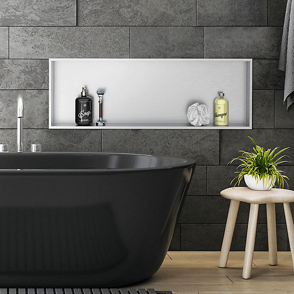 Niche murale de douche encastrée étagère argenté en acier inoxydable 90x30x10 cm