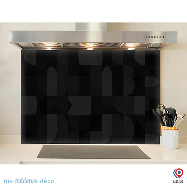 Crédence cuisine fond de hotte Géométriques et peinture 2 - Verre trempé - L 70 cm x H 60 cm - MaCrédenceDéco