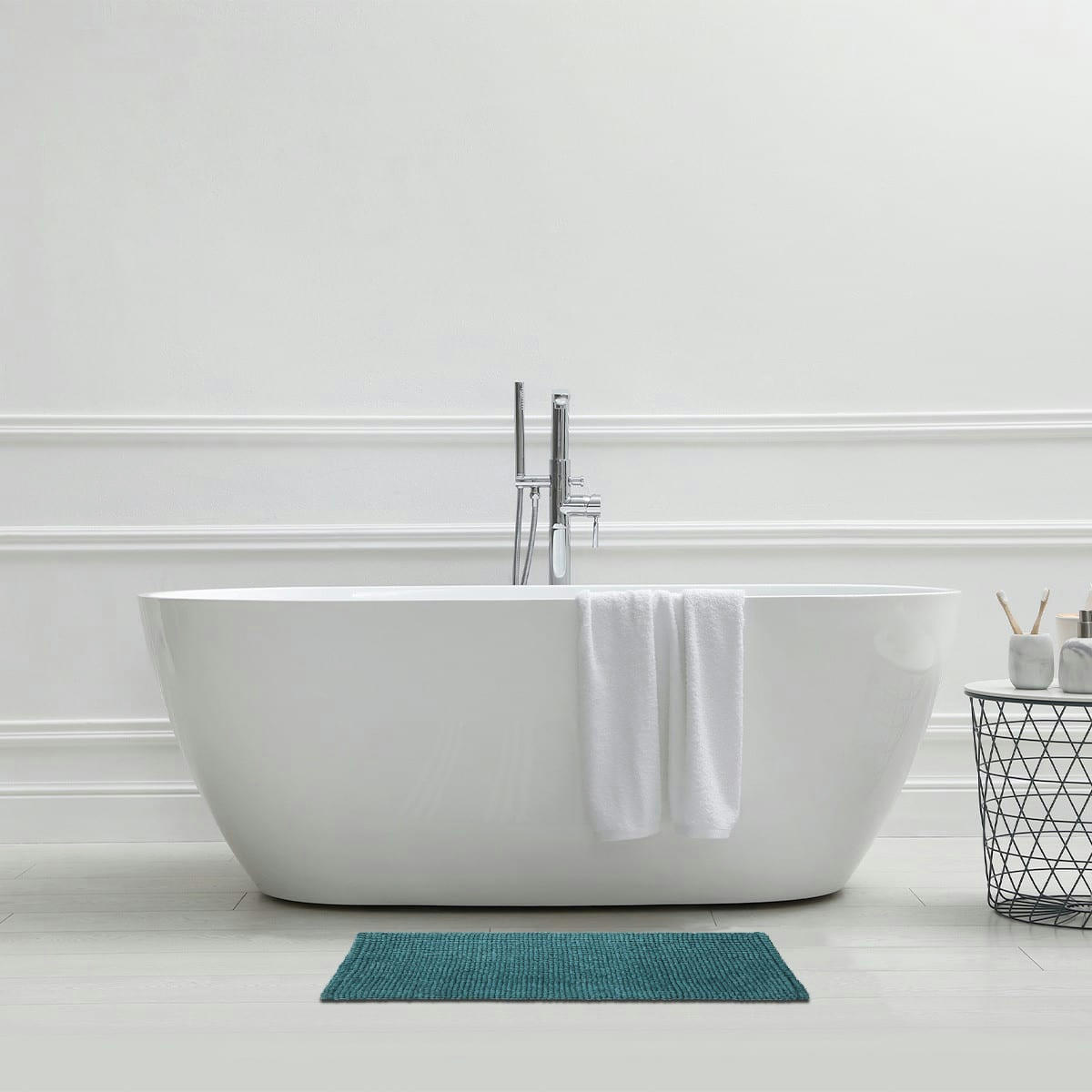 BALI - Tapis de bain en polycoton uni canard 50x80cm