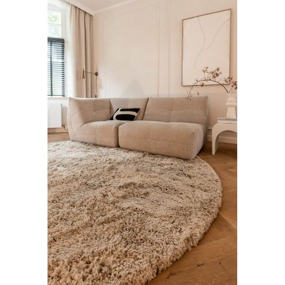 Interieur05 rond Hoogpolig Vloerkleed Polyester Pilo Beige - 160 x 160 cm