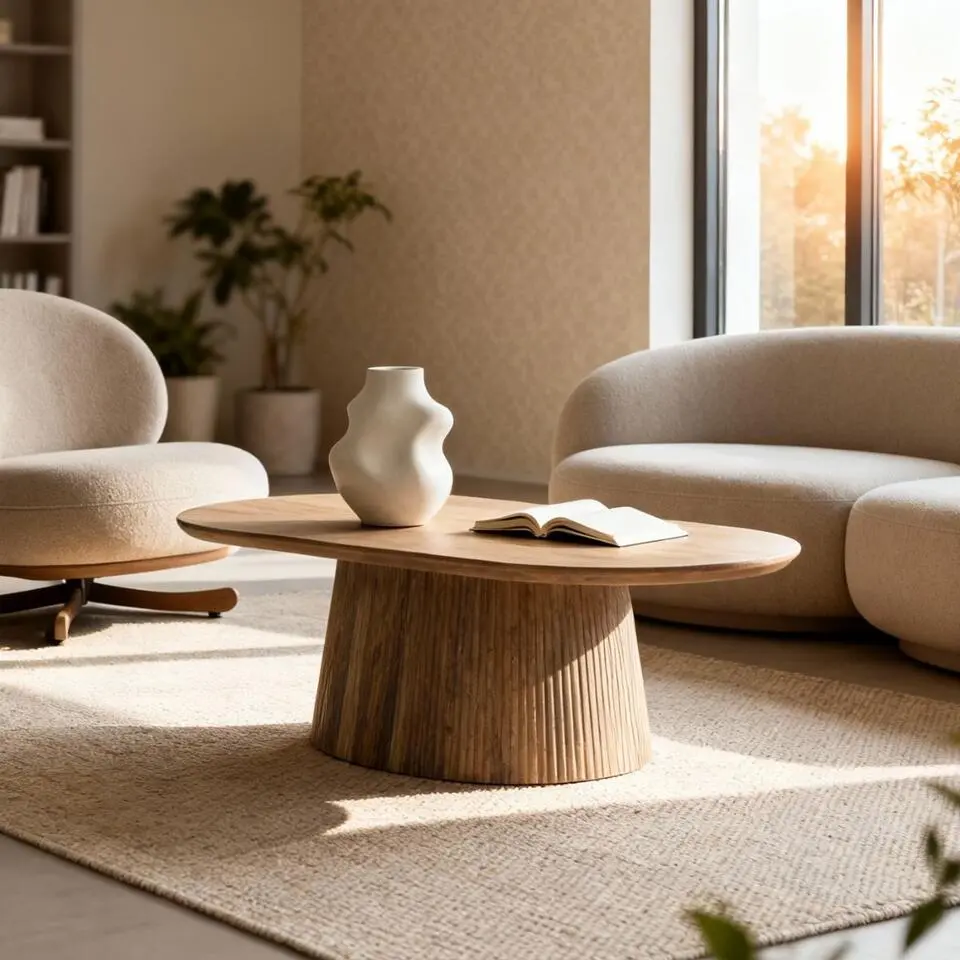 Salontafel Ovaal Naturel Hout - 140x70x38cm - Salvador