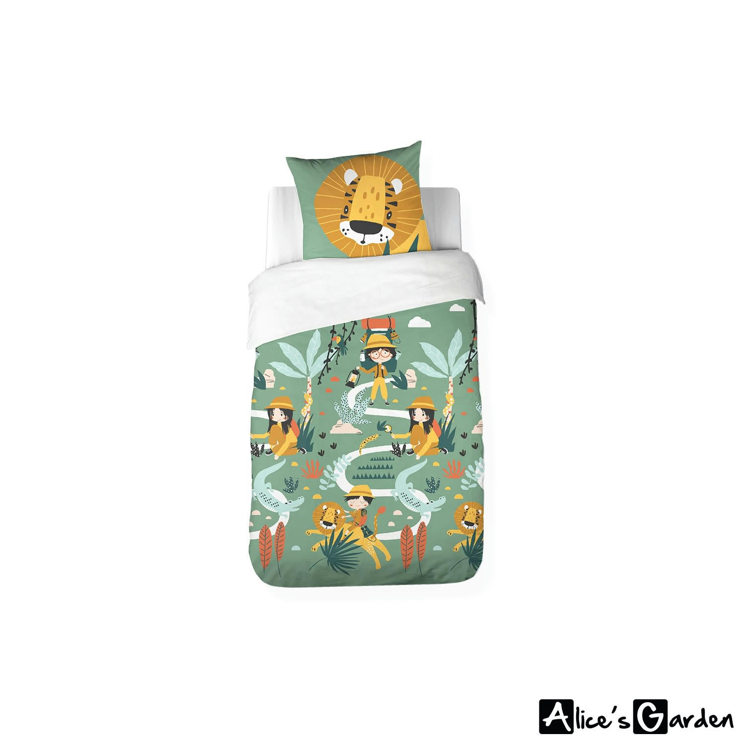 GASTON - Parure de lit réversible double imprimés en coton adouci 140x200cm