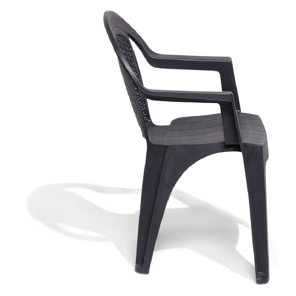 Fauteuil de jardin monobloc Viva plastique dossier tressé gris 53xP56xH80cm