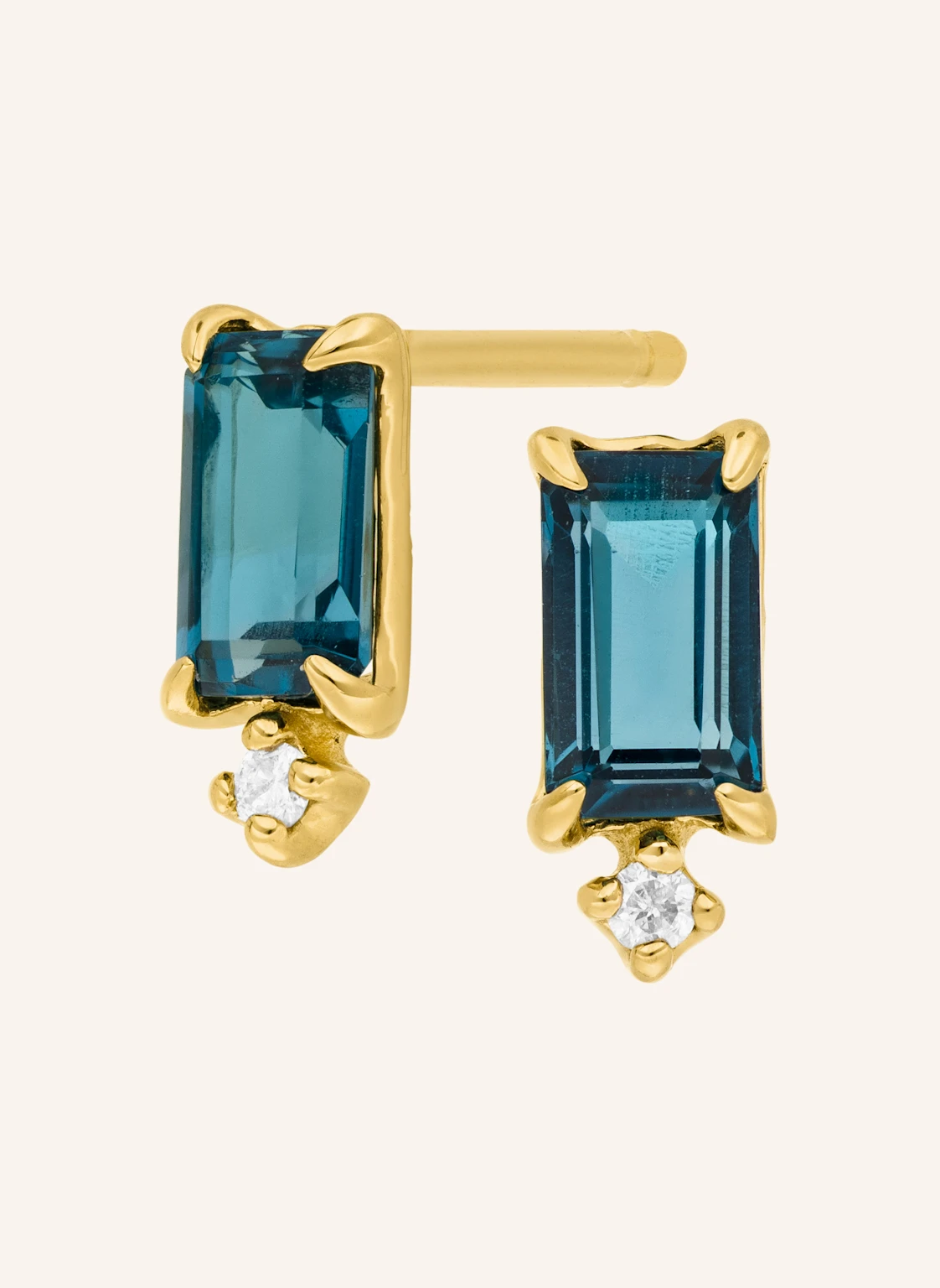 Leaf Ohrstecker LONDON BLUE TOPAZ aus 14 Karat Gelbgold