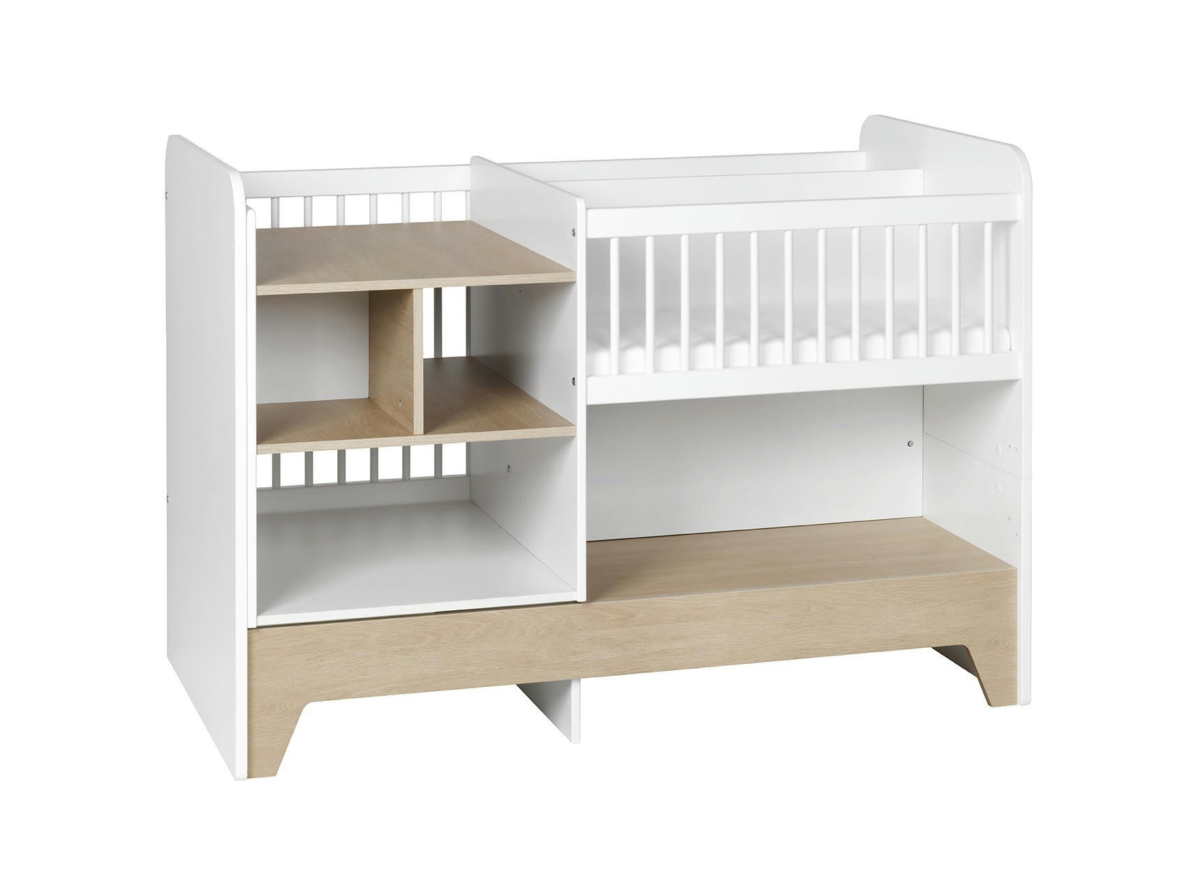 BROOM - Lit bébé évolutif 3 en 1 Blanc et Chêne