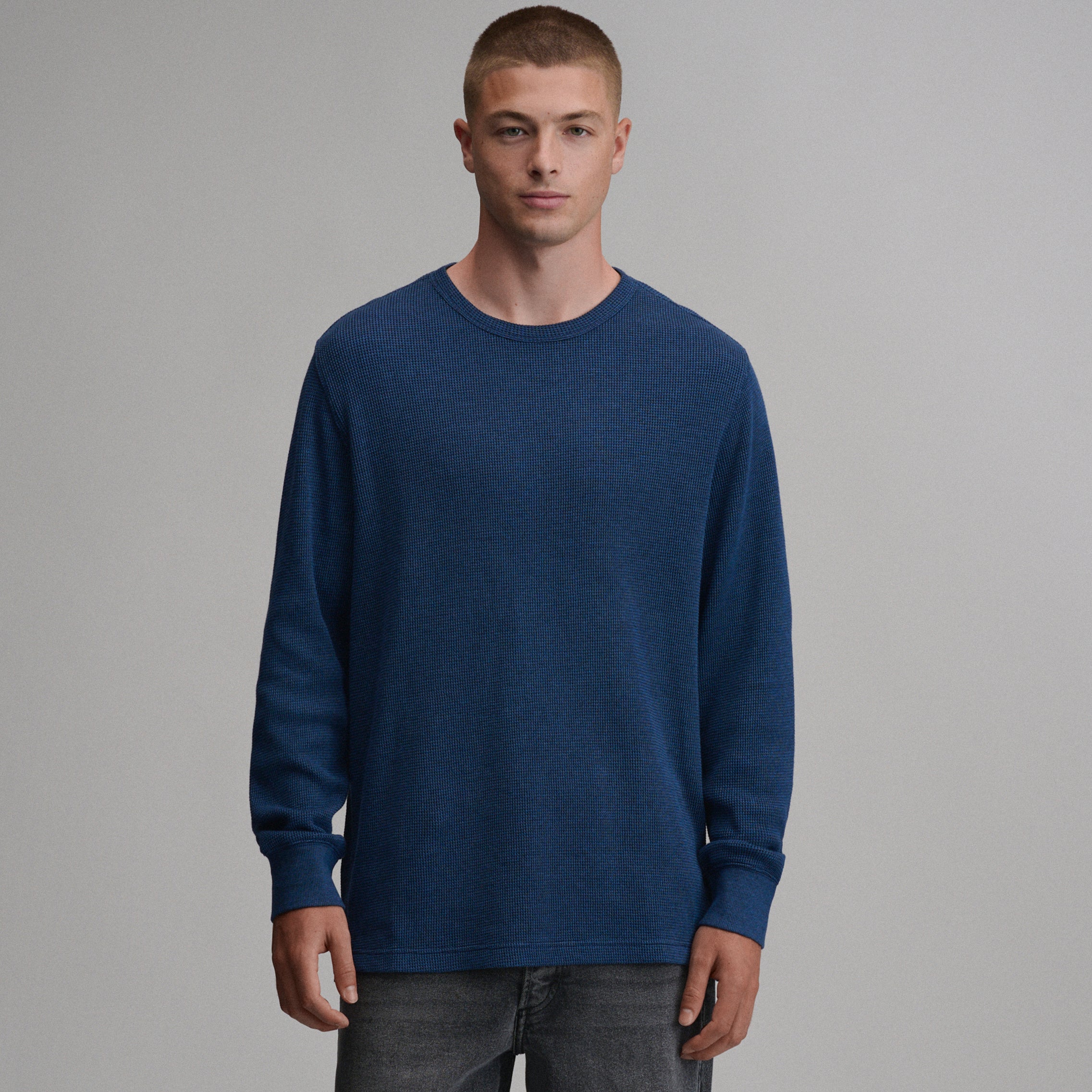 Men's Plaited Waffle Thermal Crew