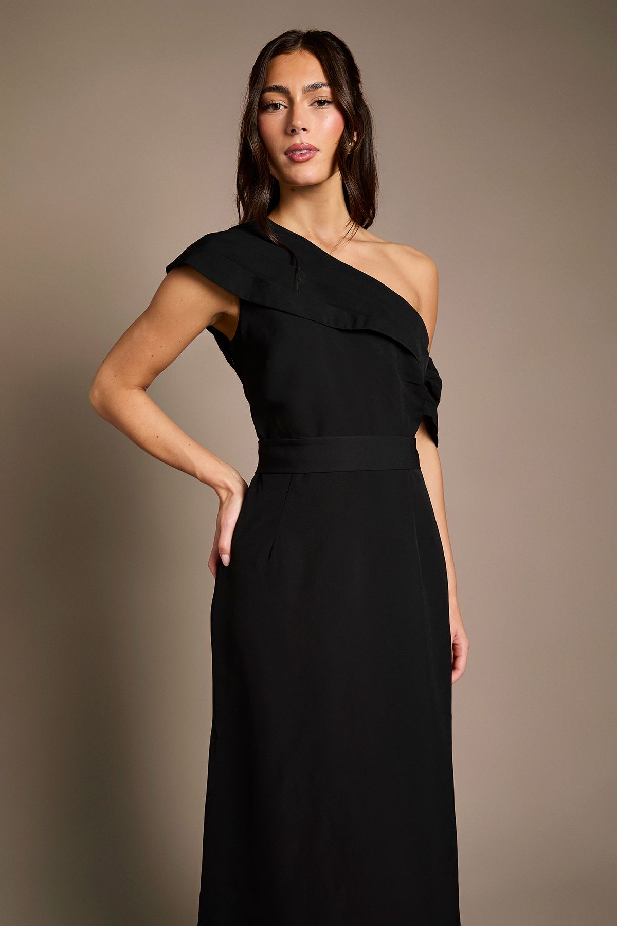 Coast Crepe High Neck One Shoulder Bridesmaid Maxi Dress
