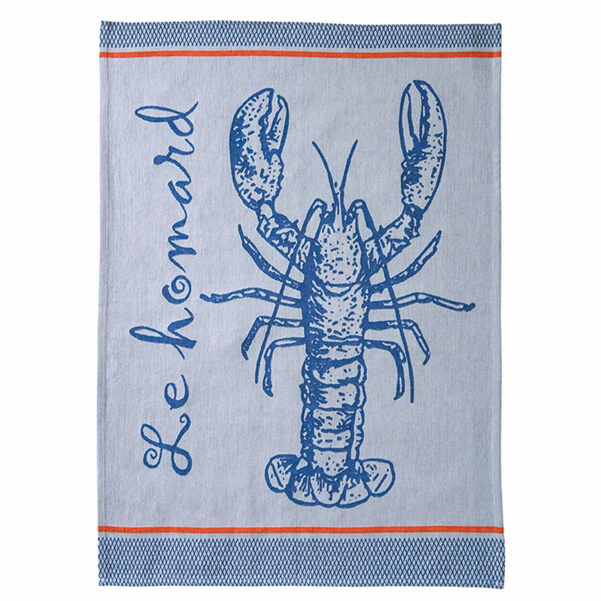 A LA PECHE - Torchon en jacquard de coton bleu 50x75