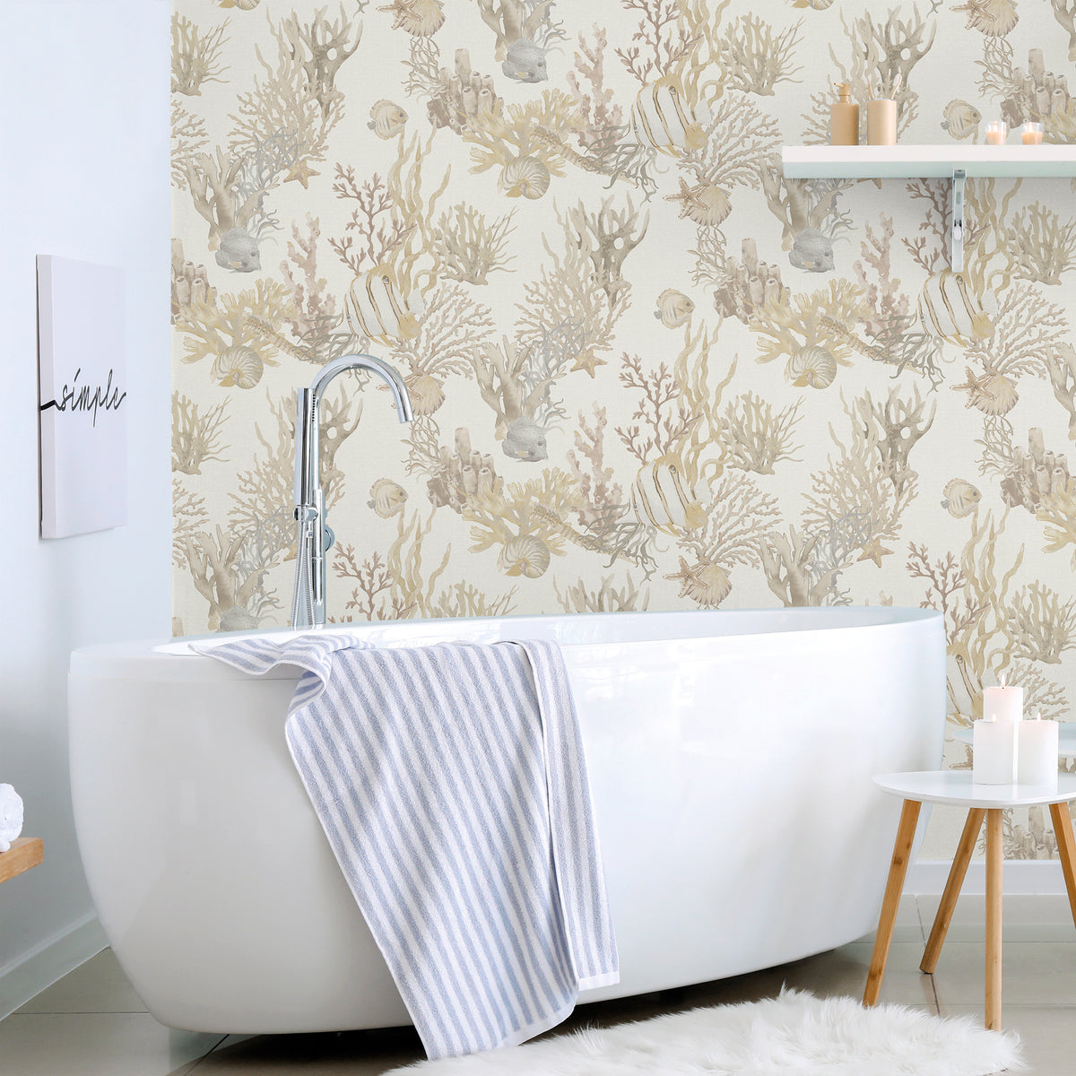 Sanders & Sanders behang onderwaterwereld warm beige - 53 cm x 10 m - 640221