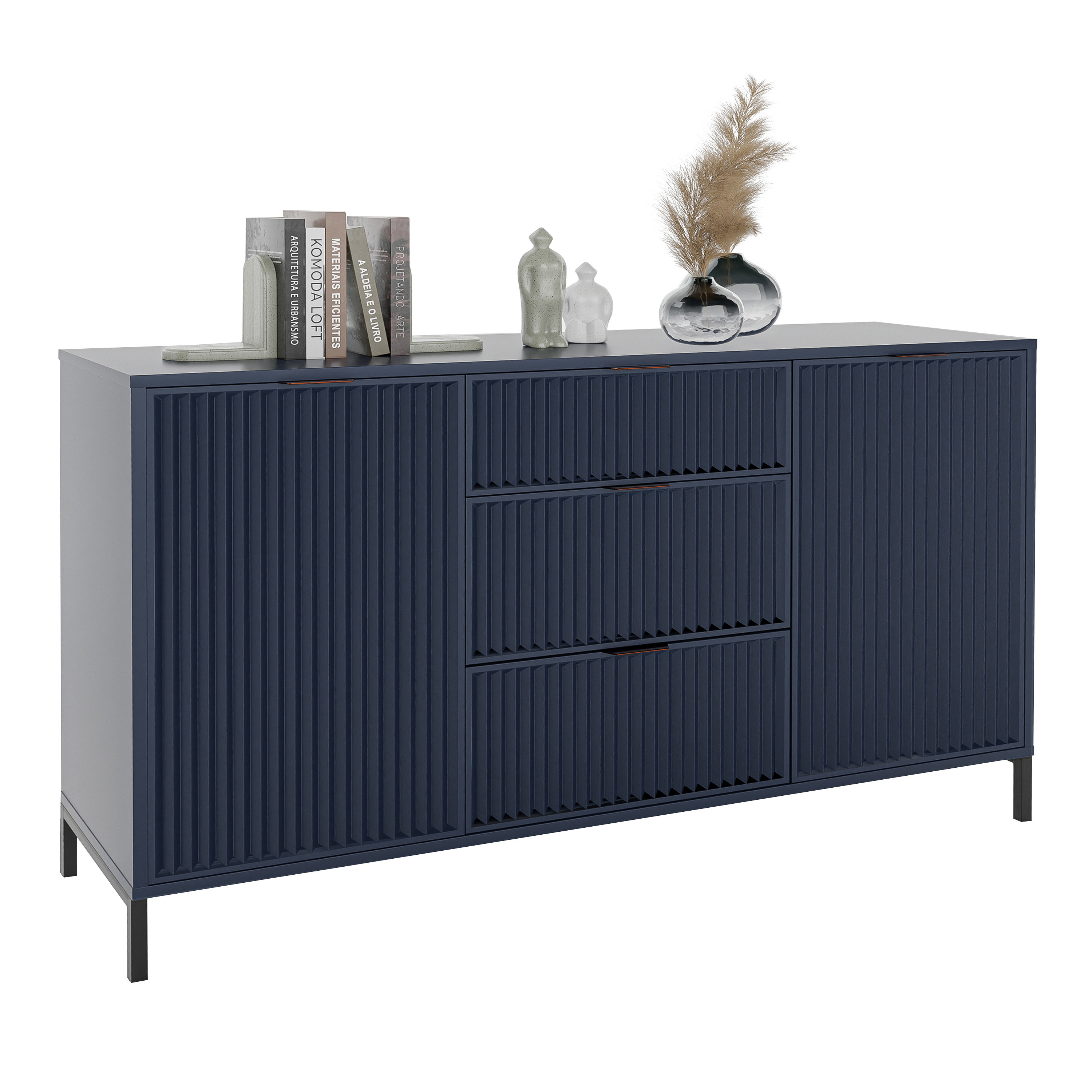 Loftowa komoda z szufladami WAVE 135 cm - indigo