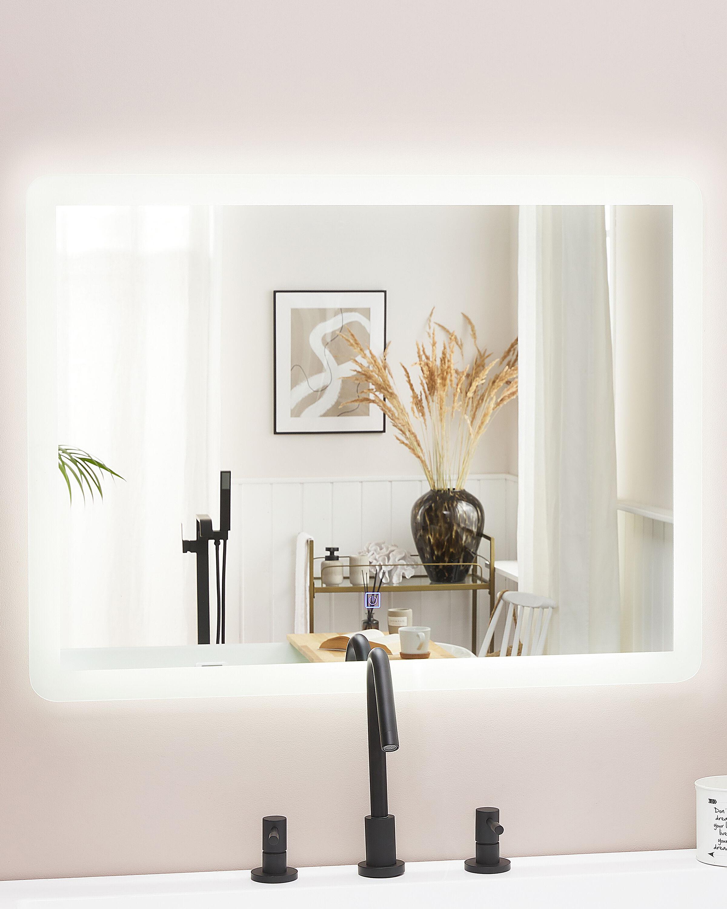 LED Bathroom Mirror CORROY 80 cm 60 cm Silver