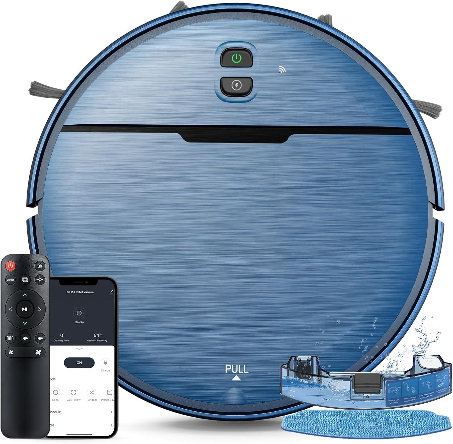 Robot Vacuum and Mop Combo, 2 in 1 Robot Vacuum Cleaner with WiFi/App, Smart Robotic Vacuums with Strong Suction, Schedule, Self-Charging, Slim, Quiet, Ideal for Hard Floor, Pet Hair, Low Pile Carpet