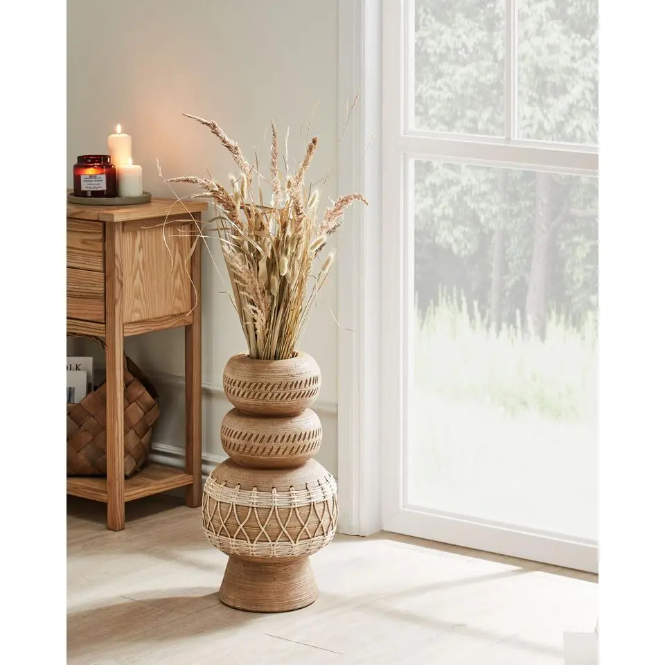 ALMIROS - Bloemenvaas - Lichtbruin - Magnesium