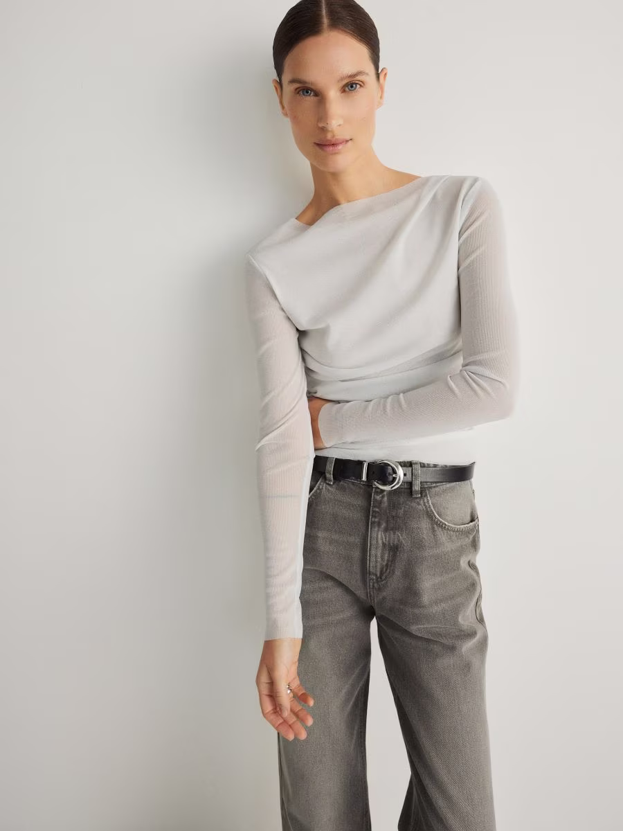 Long Sleeve Top With Metallised Yarn Blend