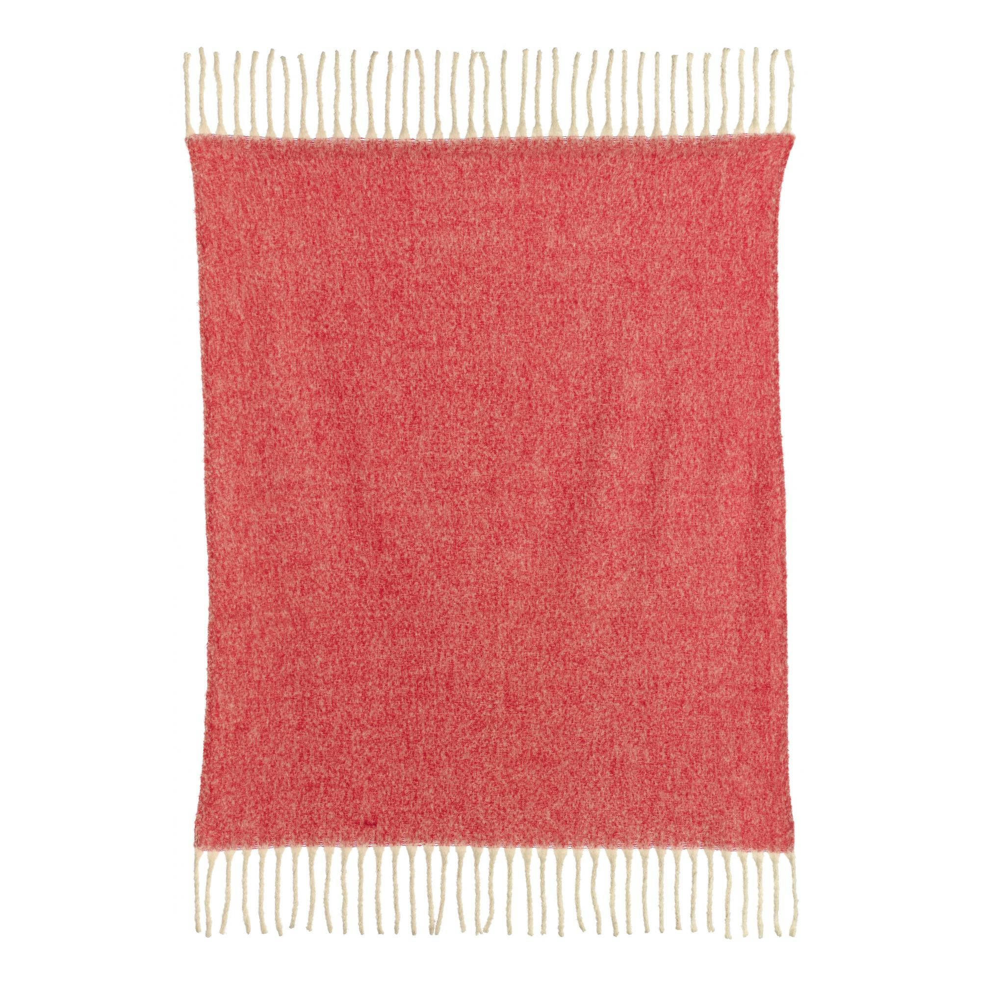 ISABEL - Plaid uni recyclé  en coton recycle geranium 130 x 160