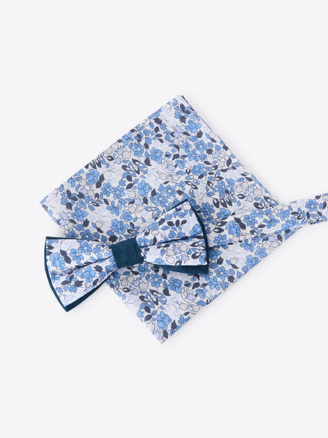 Nœud papillon fleuri en coton lin