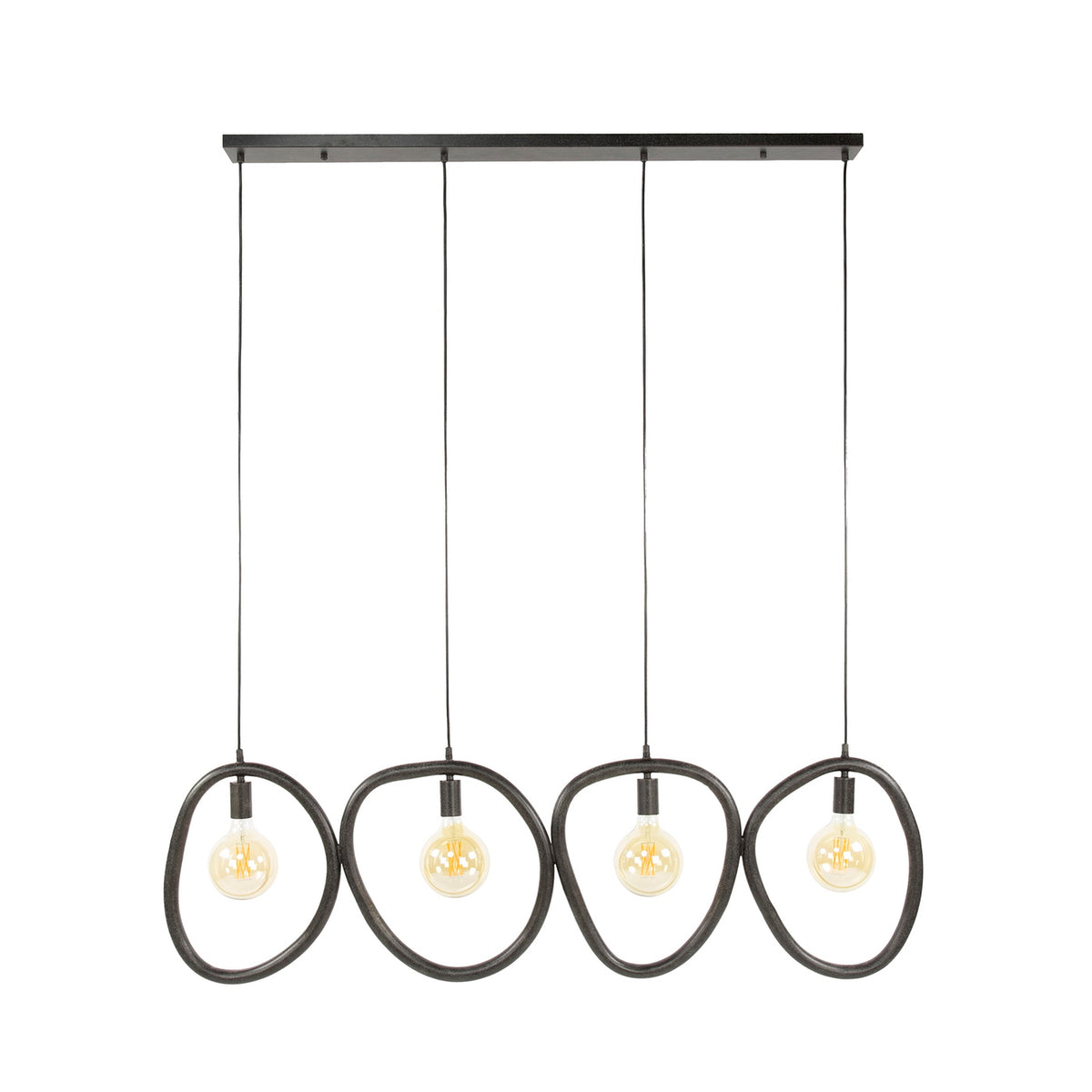 Giga Meubel Hanglamp Pebble - Zwart Metaal - 4-Lichts - 140x8x150cm