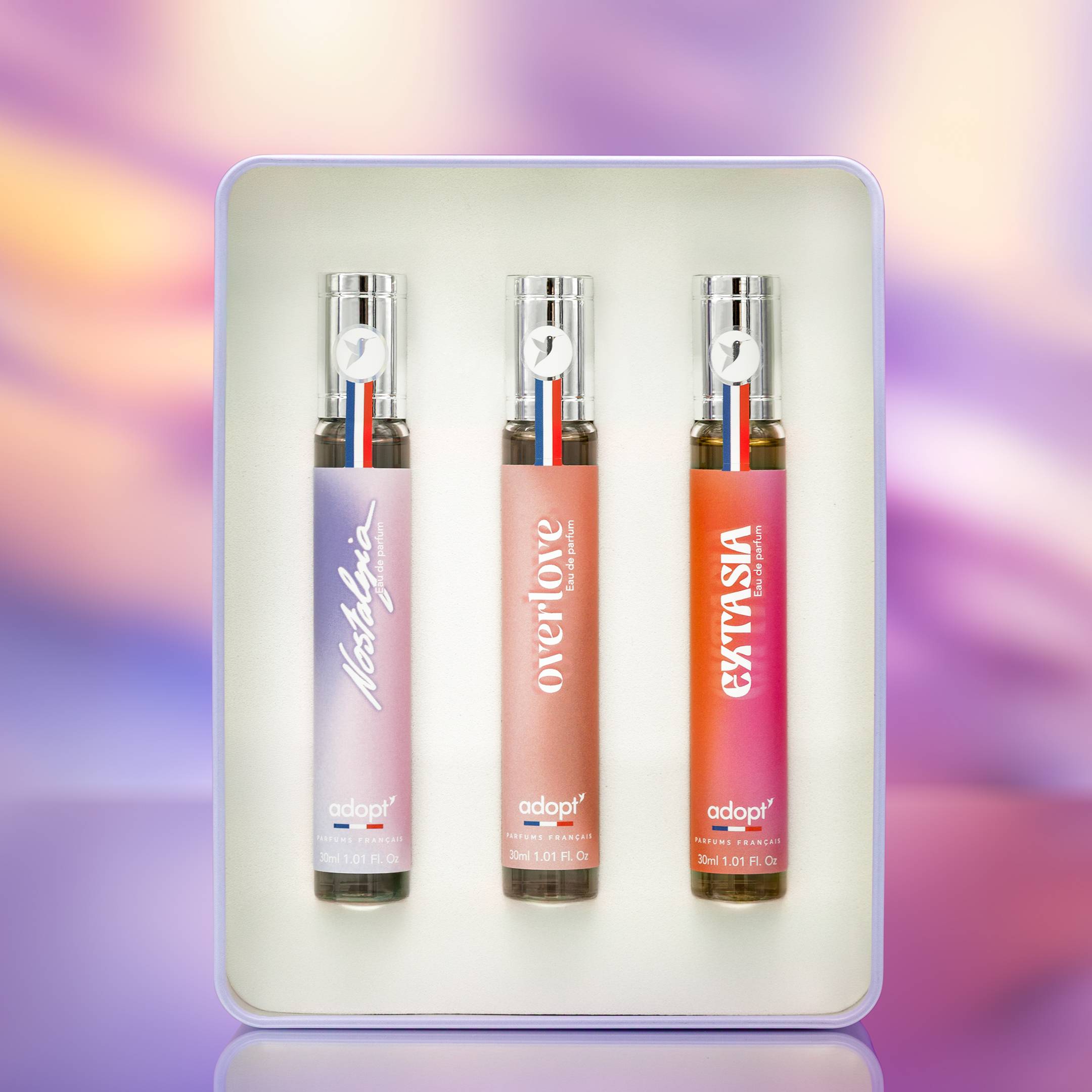 Live IntenselyCoffret Métal 3 eaux de parfums Overlove 30 ml   Nostalgia 30 ml   Extasia 30 ml