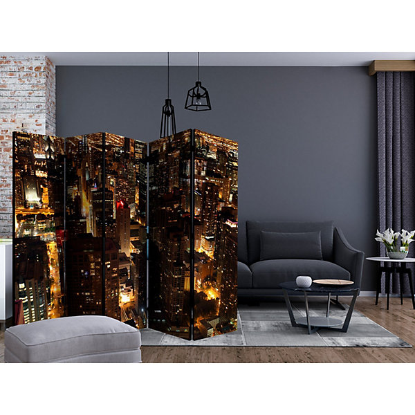Paravent Décoratif Urbain Panorama Nocturne de Chicago 225 x 172 cm Multicolore