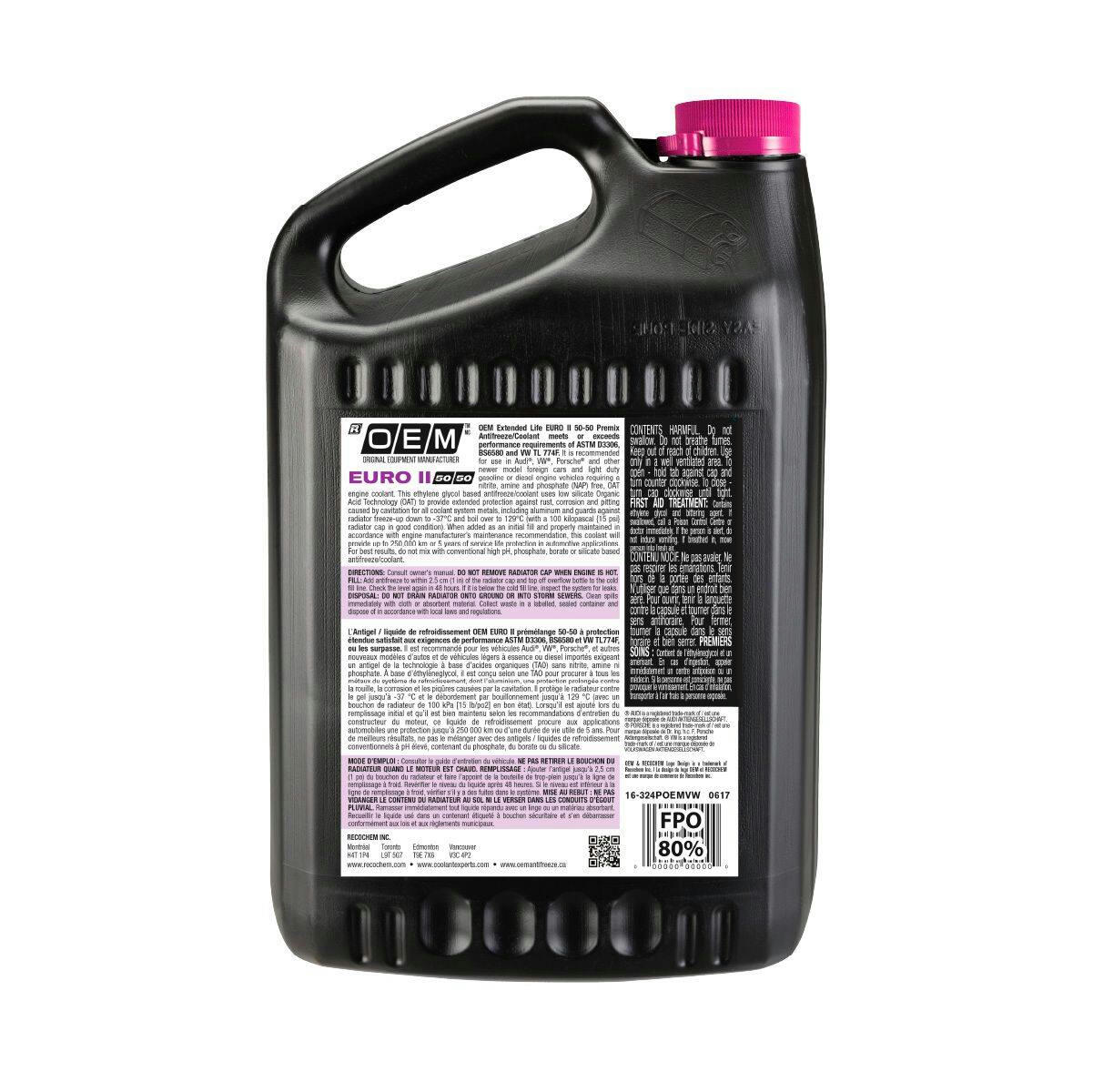 OEM 50/50 Premixed Anti-Freeze/Coolant, Audi/Volkswagen/Porsche, Euro II, 3.78-L