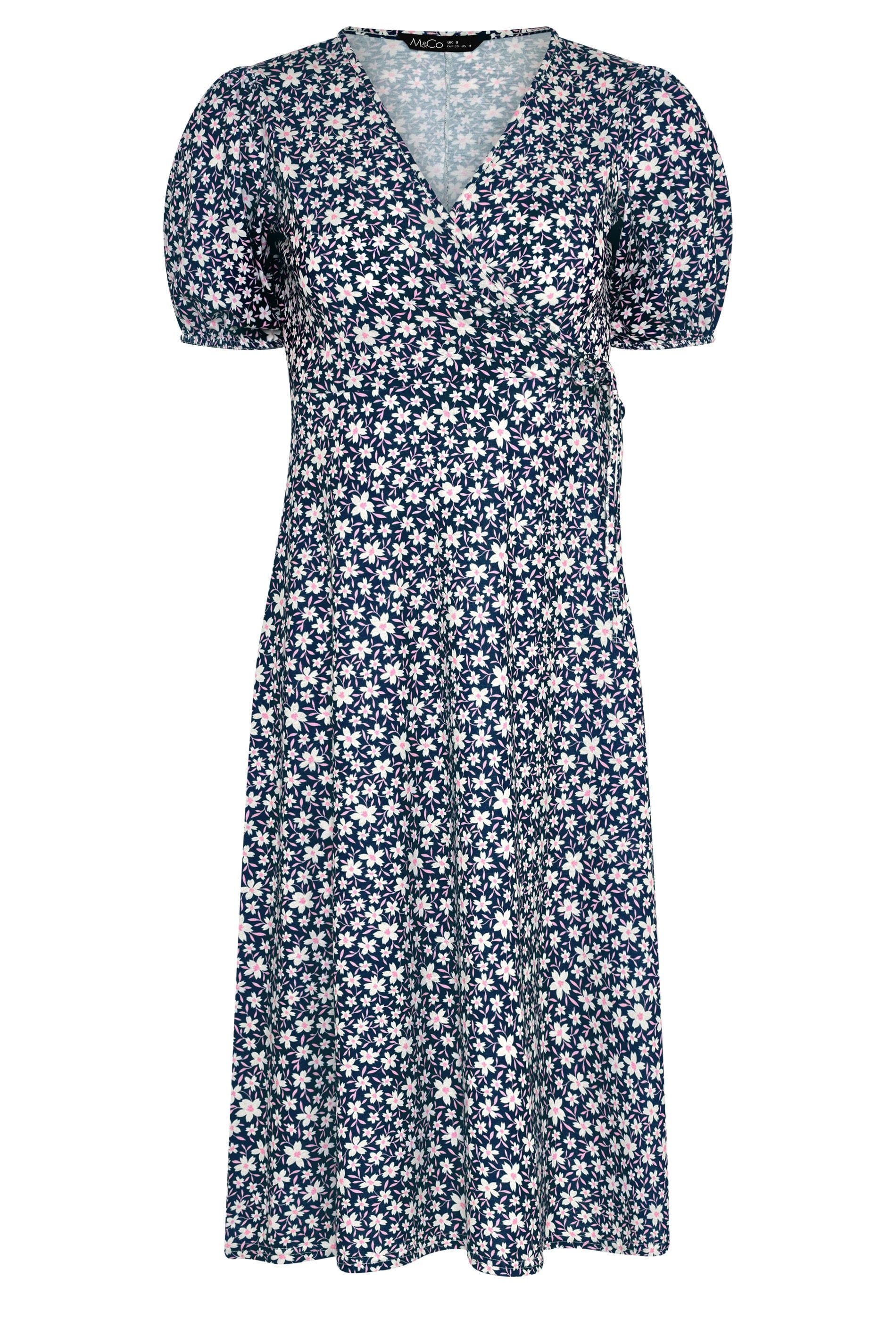 M&Co Petite Floral Print Midi Wrap Dress