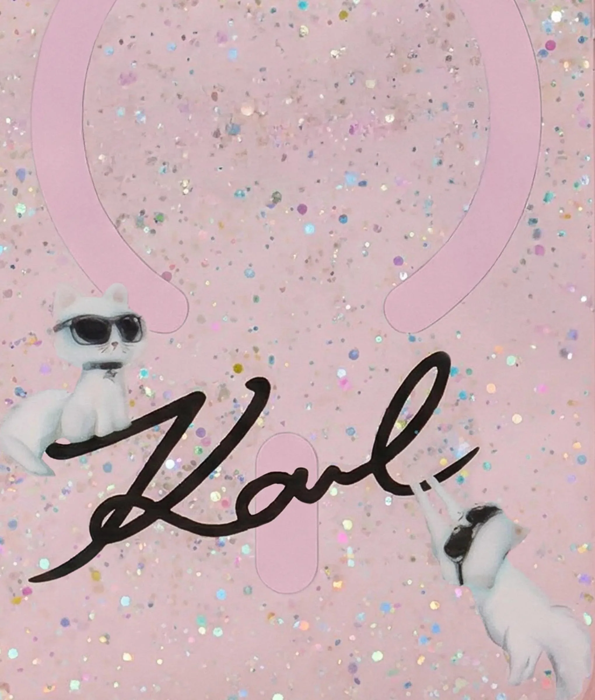 Coque pour iPhone 17 Pro Max Ikon Choupette à paillettes roses