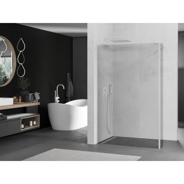 Ścianka prysznicowa Walk-in Mexen Kioto 125 x 30 cm, transparent, biała