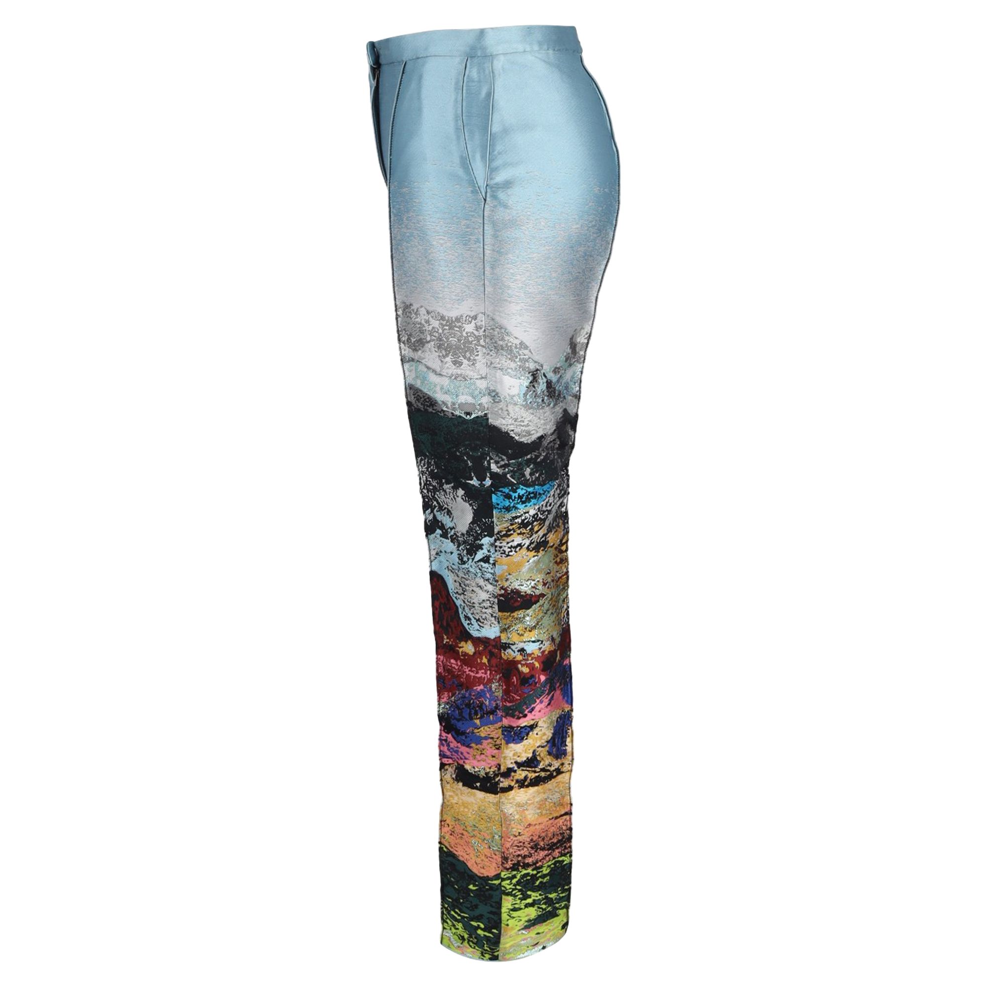 Mary Katrantzou Preloved Embroidered Print Trousers in Multicolor Satin