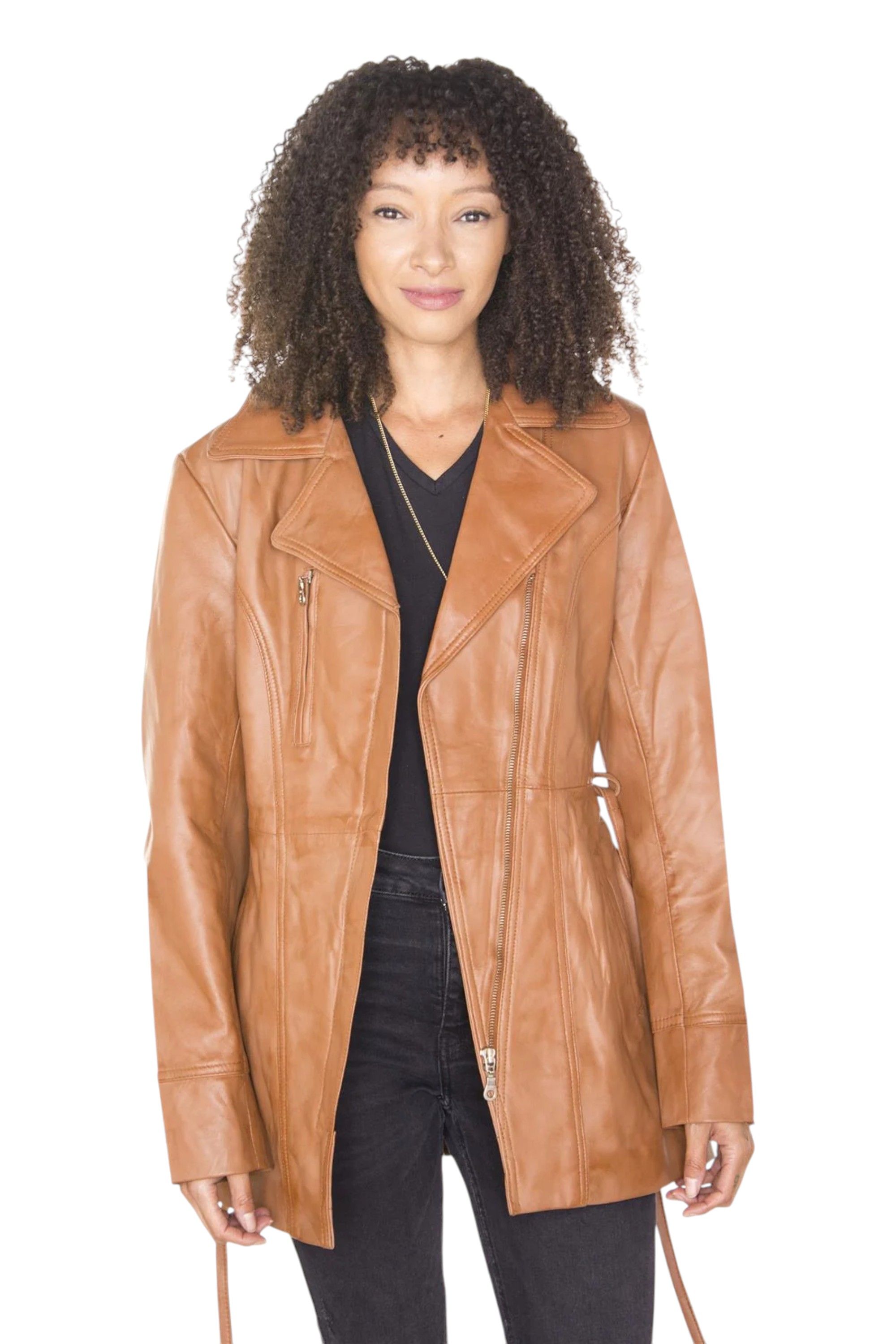 Infinity Leather Leather Long Biker Jacket-Muscat