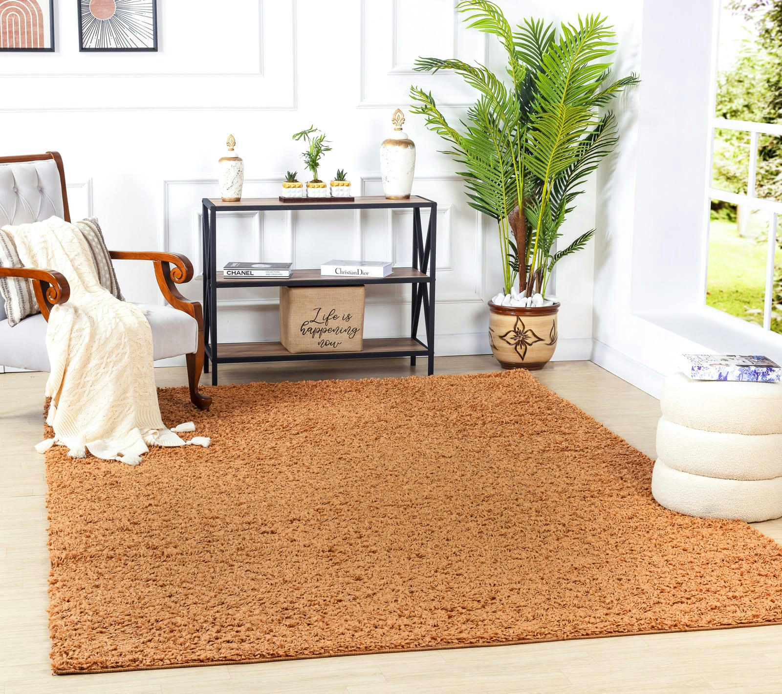 LILLY - Tapis Shaggy Uni Chic Terracotta 120x170