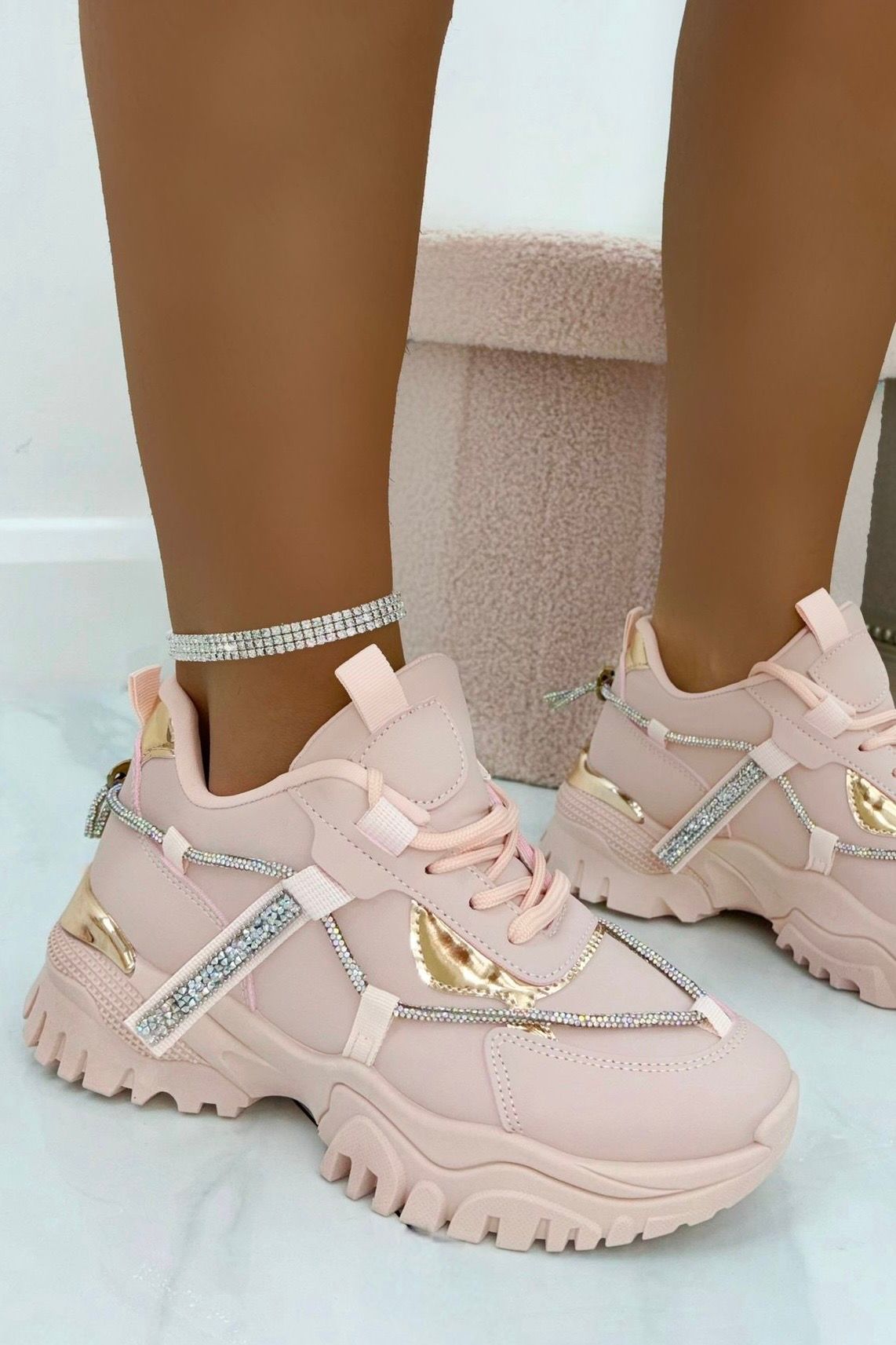 Love Lemonade Crystal Track Luxe Chunky Trainers