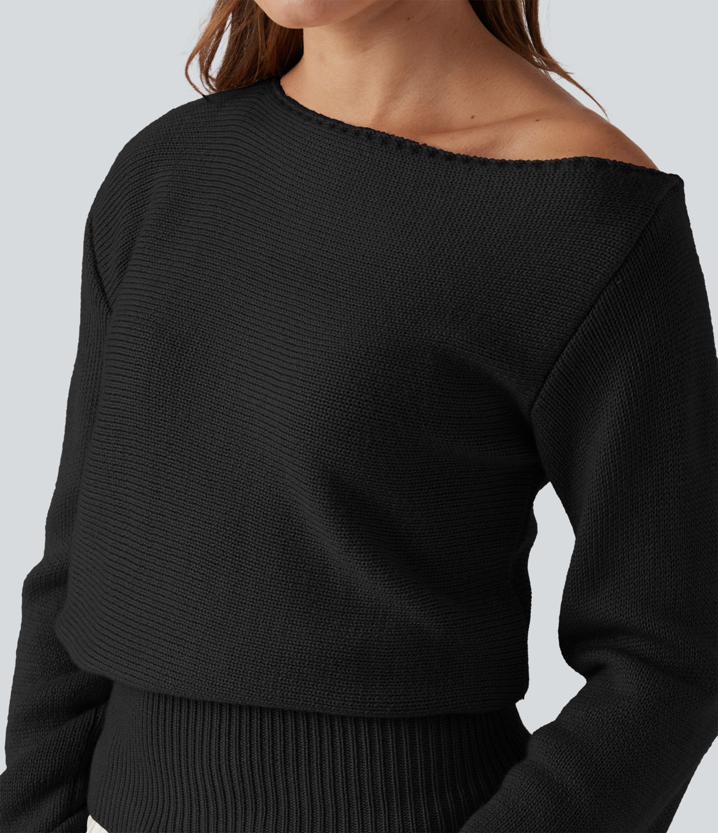 Pull décontracté à col asymétrique et manches longues