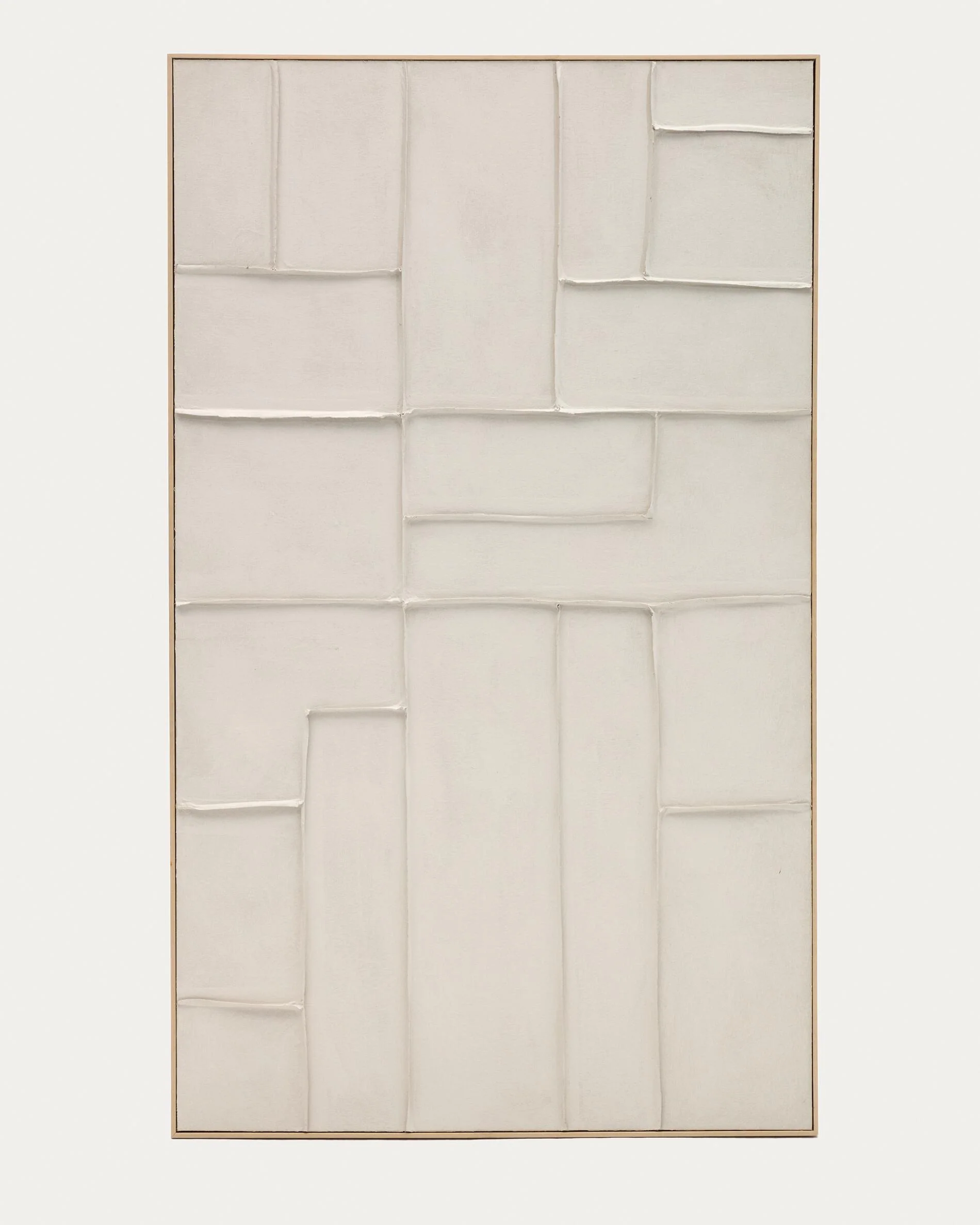 Klis white linen picture with geometric shapes, 120 x 200 cm