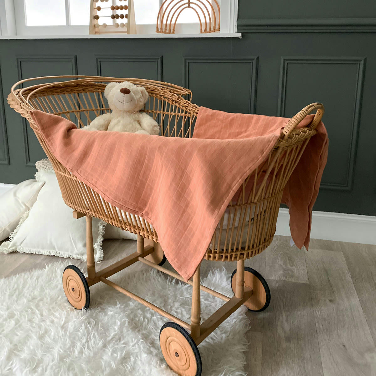 UNI - Maxi-lange uni coton bio terracotta 120x120 cm