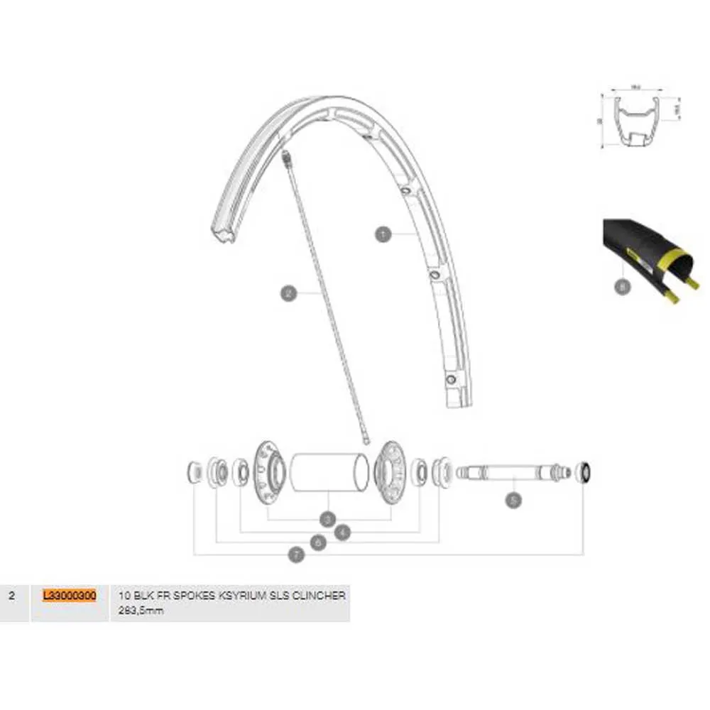 Mavic Ksyrium SLS/SLE/Pro Exalith 2013-16 Front spokes 10 units