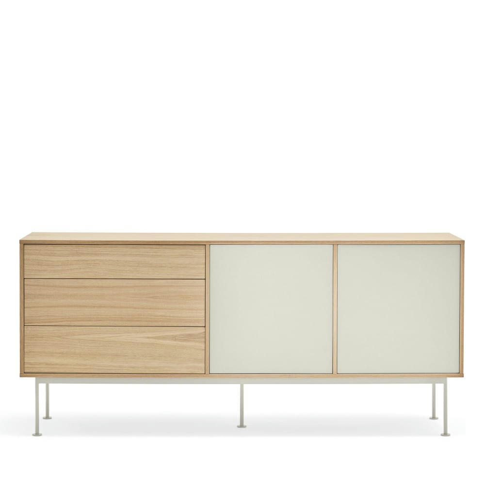 YOKO - Buffet 2 portes 3 tiroirs en bois L180cm blanc