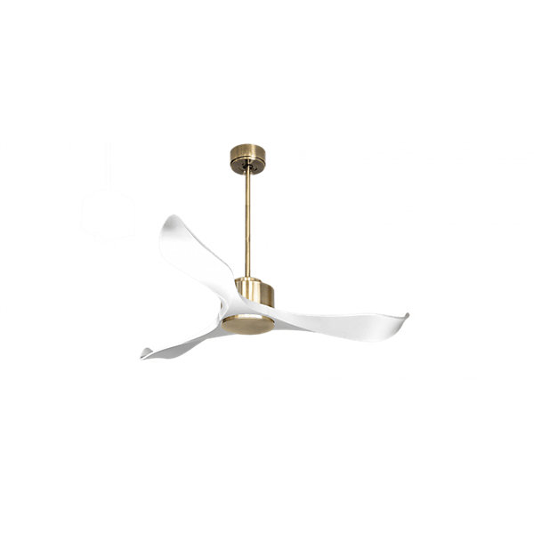 Modulo Regular Exterior - un ventilateur pour extérieur IP44, DC 132 cm Laiton pales abs blanc sans Lumière20 à 30 m²