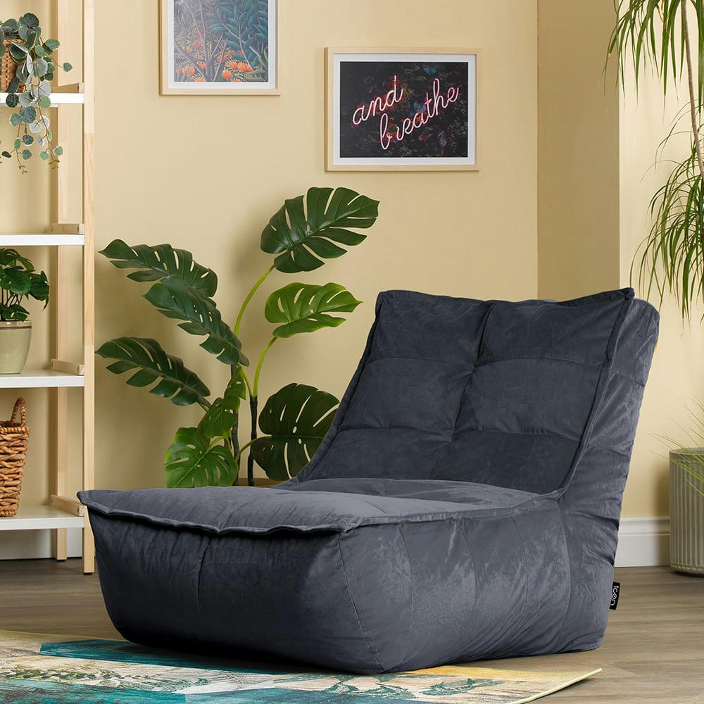 DOLCE - Pouf modulable sofa velours, 2 pièces, gris anthracite