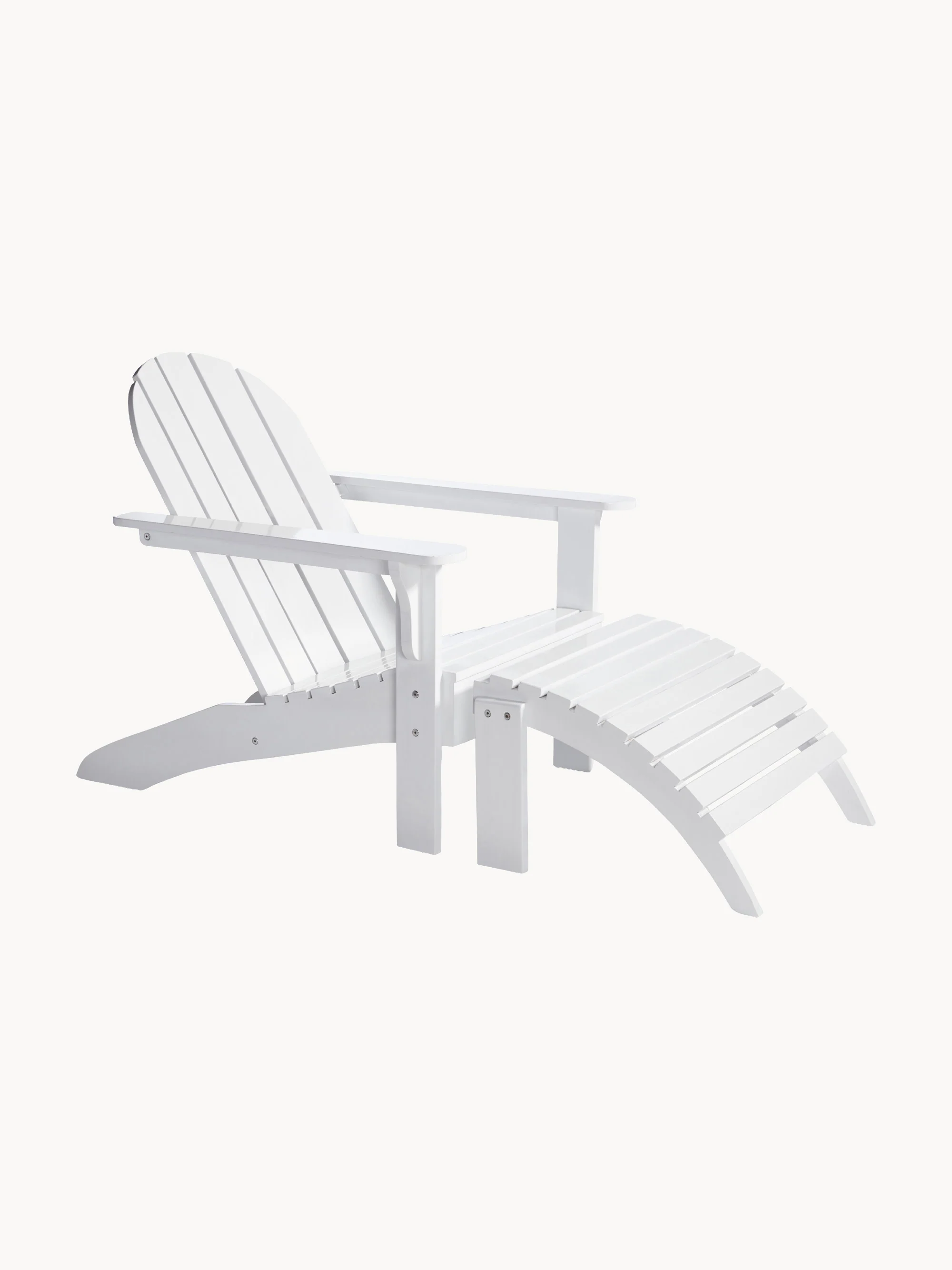 Handgefertigter Garten-Liegestuhl Adirondack mit Hocker, 2er-Set