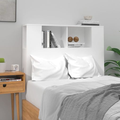 NNEVL Headboard Cabinet High Gloss White 100x18.5x104.5 cm