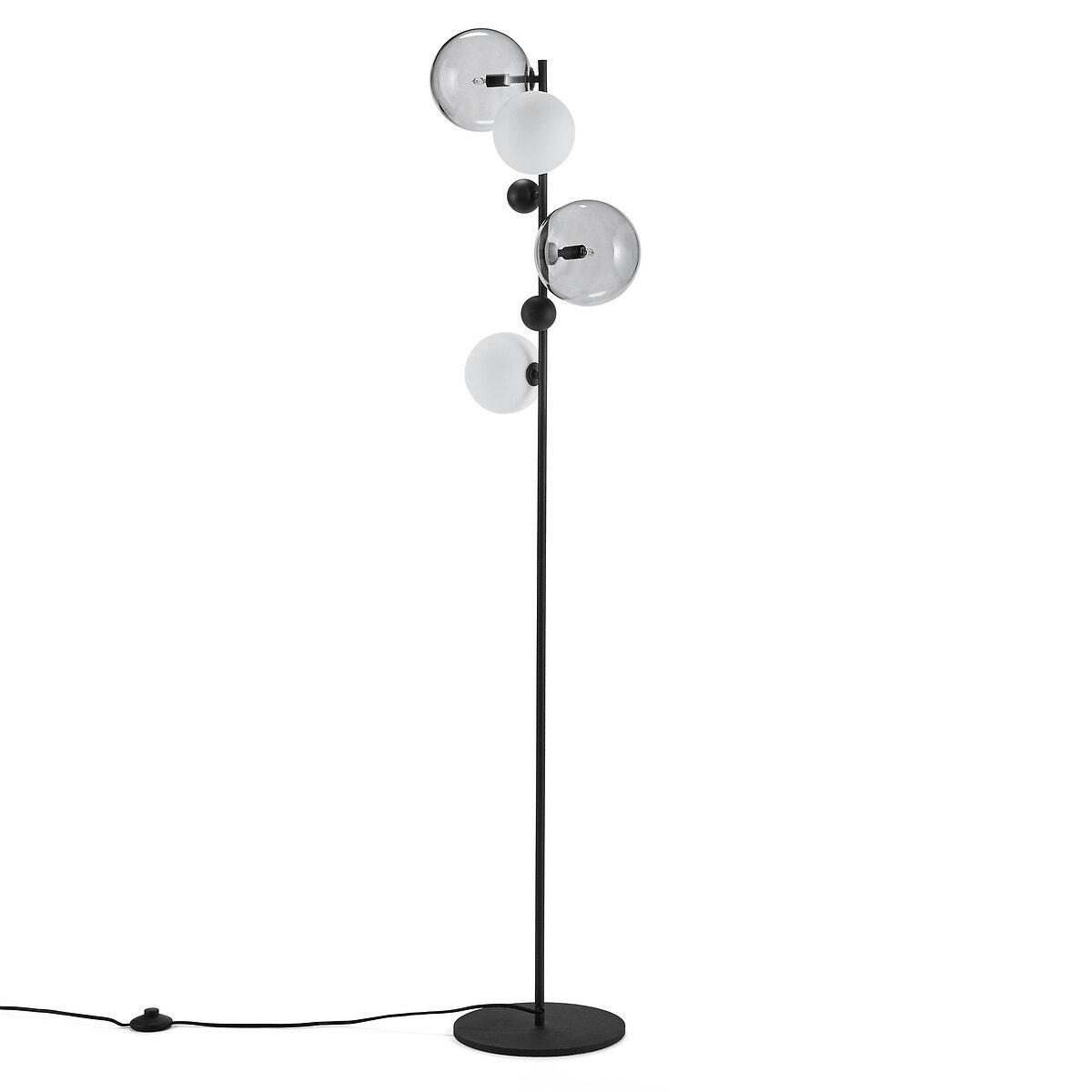 Lampadaire verre fumé et métal, Bullesco