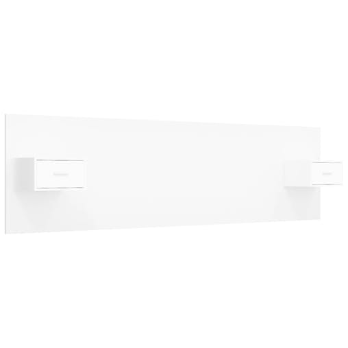 NNEVL Bed Headboard with Cabinets White Engineered Wood