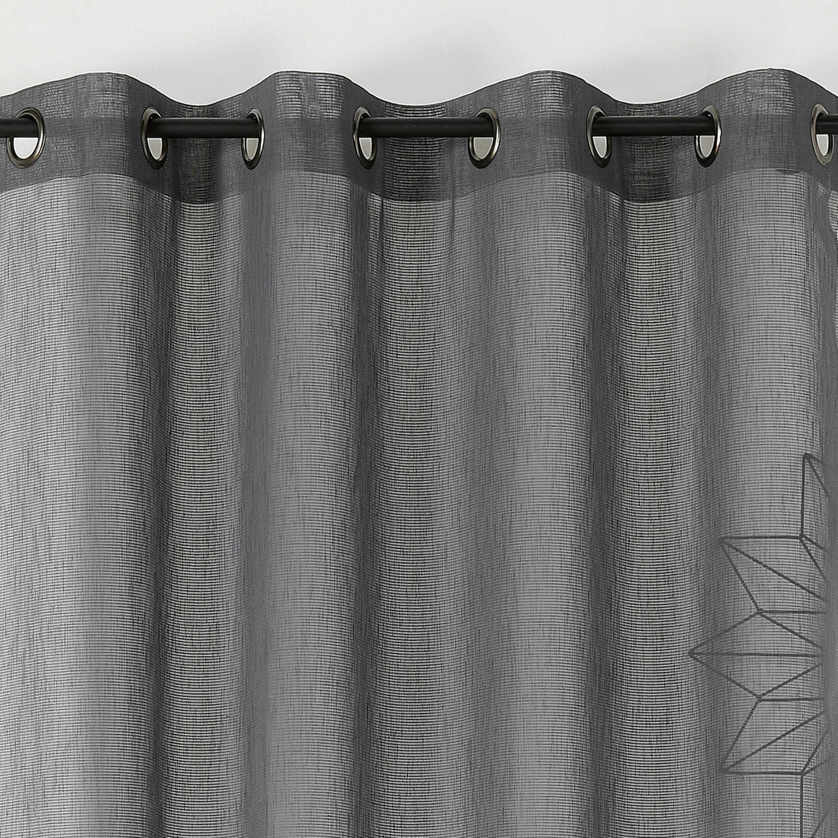 - Voilage  -  - effet de rayures polyester gris anthracite 145x240 cm