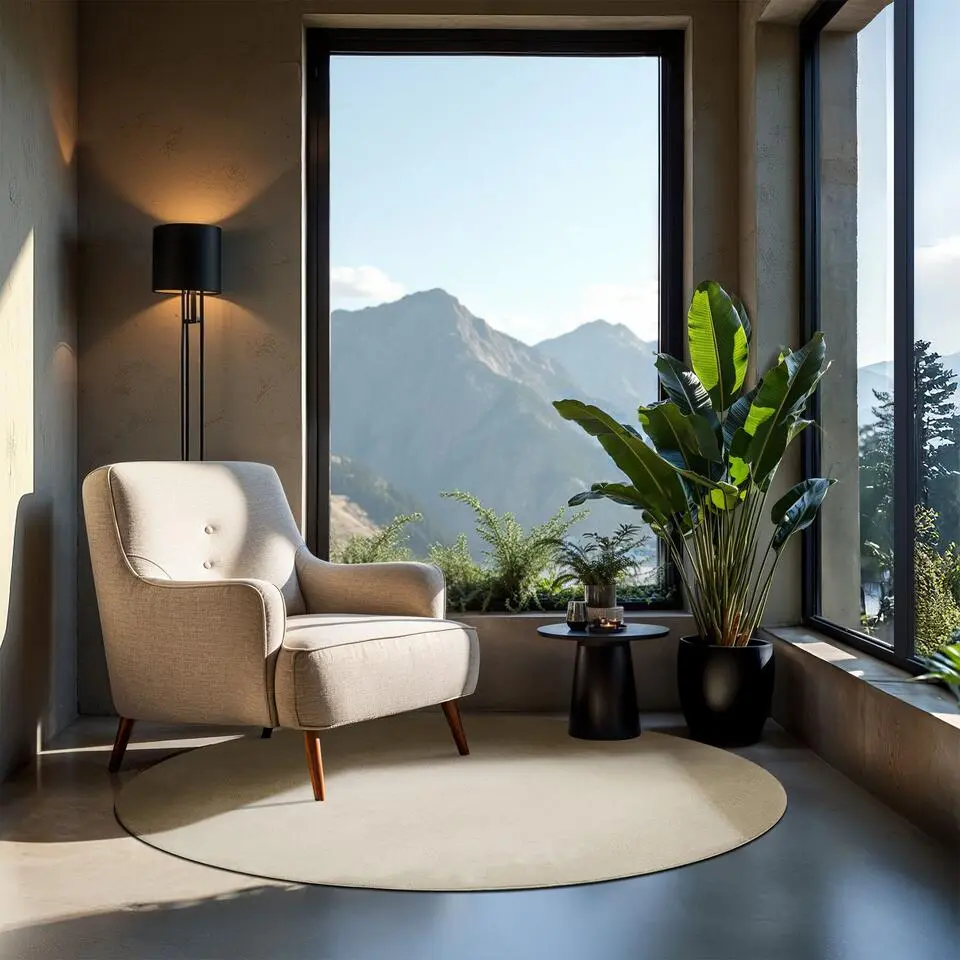 tectake? Kortpolig vloerkleed Soft Zone &Oslash; 120 cm - Beige